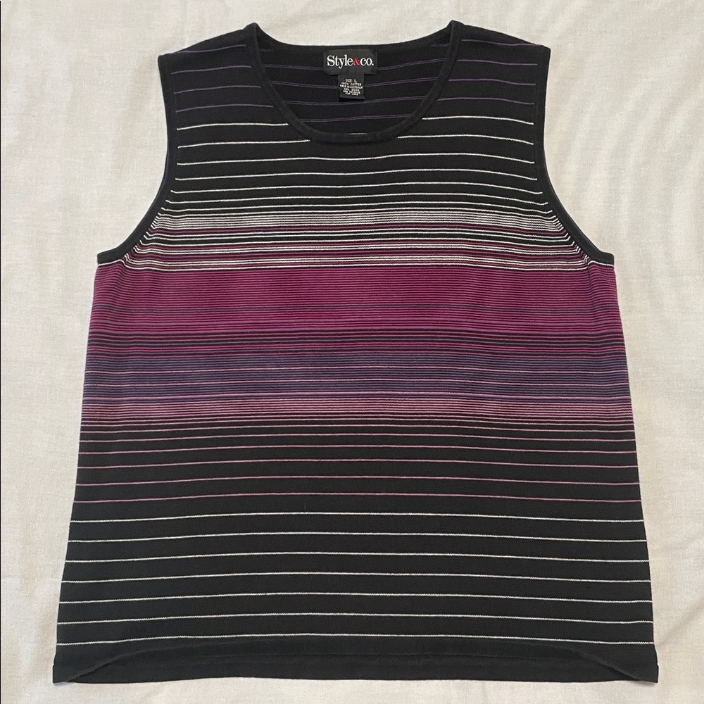 Purple Striped Sleeveless Sweater